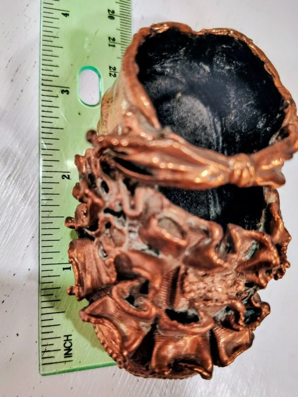 Vintage 1930-1940 Copper Plated Ruffled Baby Shoe